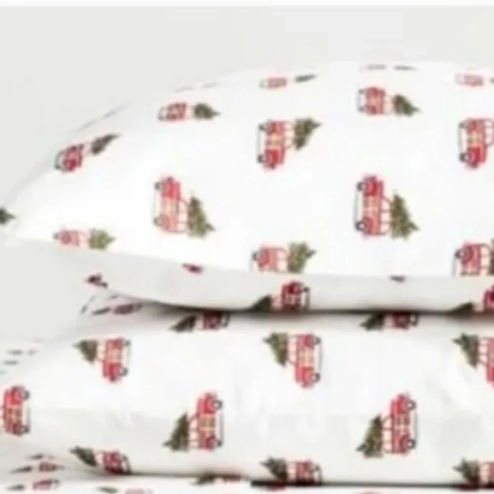 Pottery Barn Woody Car Cotton Pillowcases Christmas Holiday